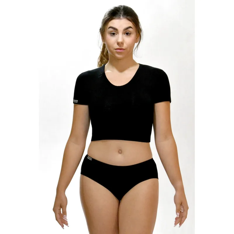 Bambusové tričko croptop čierny - čierne, XS