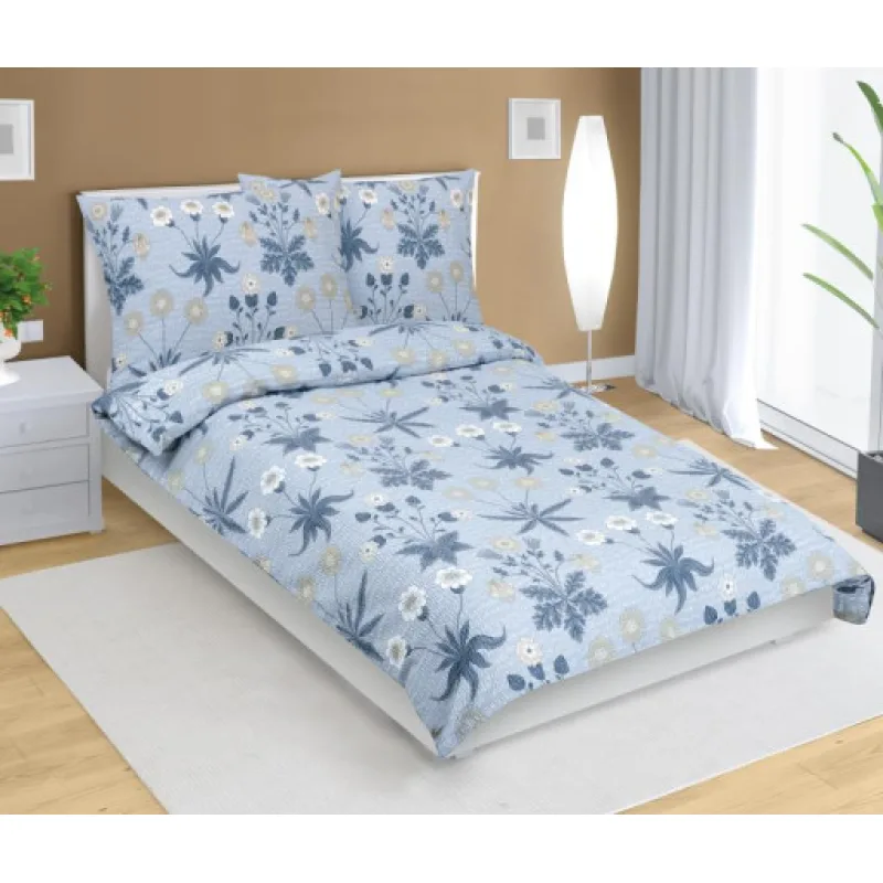 Bellatex Povlečení krep, Louka modrá - 140x220, 70x90 cm