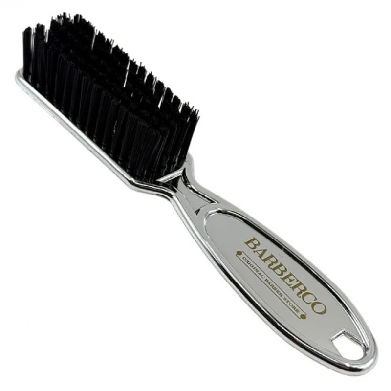 BARBER BARBERCO Fade Brush Silver - čistiaca kefka s rukoväťou na odstránenie vlasov - strieborná