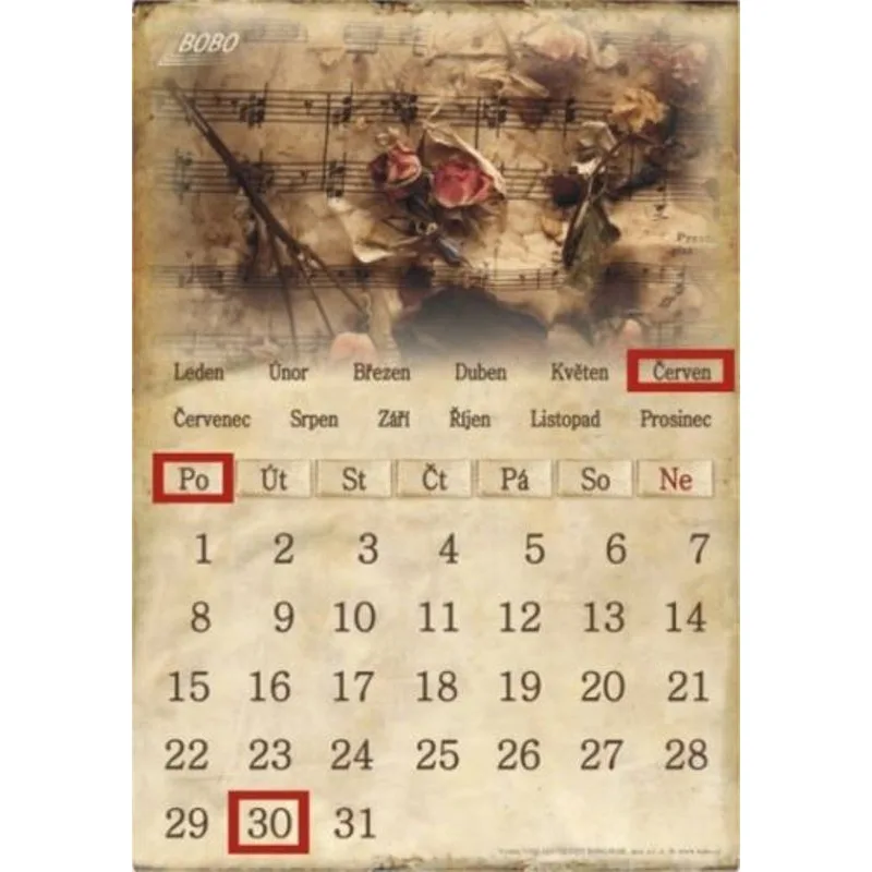 BOBO Blok Magnetický kalendář Hudba - malý