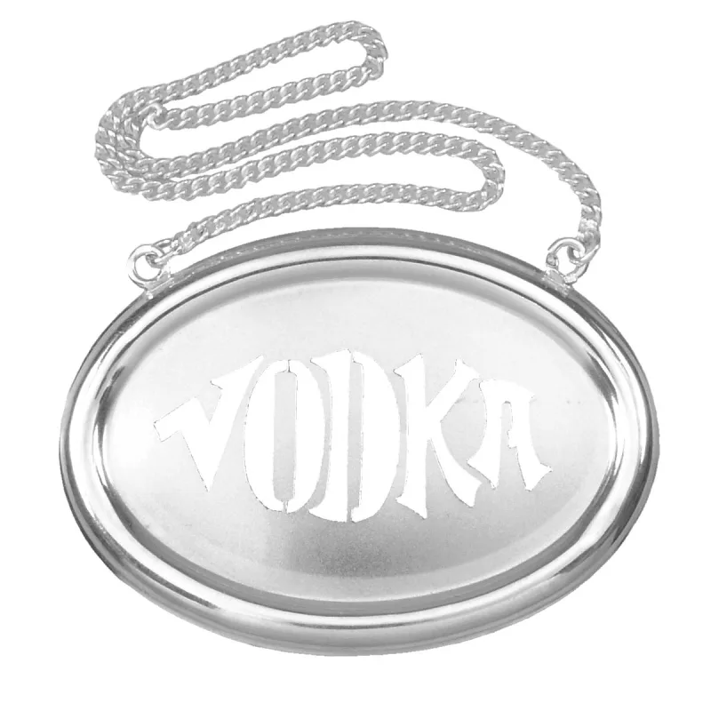Strieborná visačka na fľašu VODKA