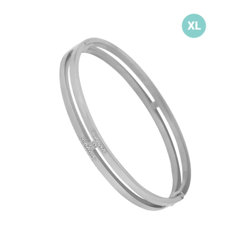 Pevný náramok z chirurgickej ocele s kameňmi XL JVD JGB18SXL