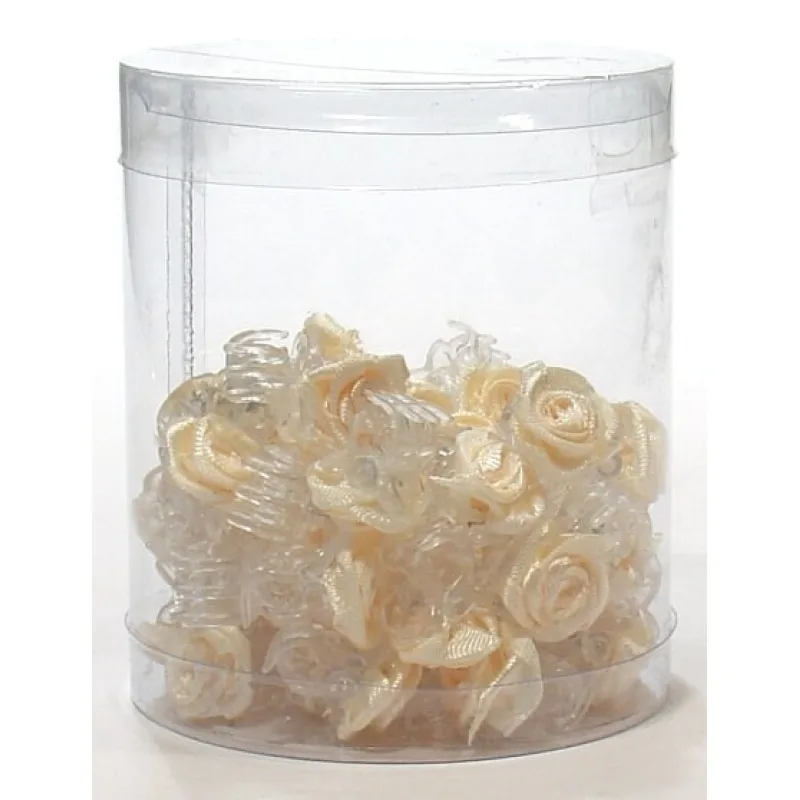 SALON Komplet Vlasové doplňky Škripček s ružičkou 50ks - bežové