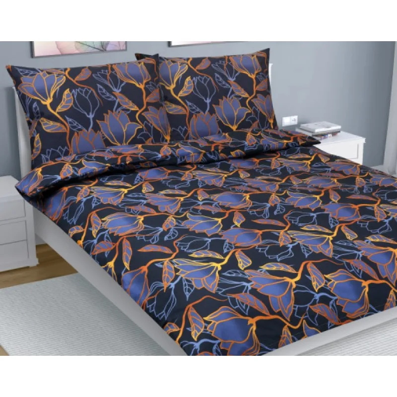 Bellatex Povlečení bavlna, Květ tmavě modrá - 240x200, 2ks 70x90cm