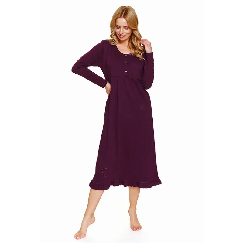 Dlhá nočná košeľa Debie bordová S