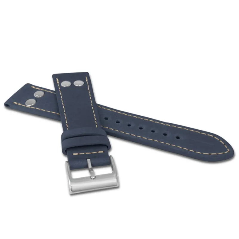 Modrý remienok hodiniek PILOT z luxusnej kože Top Grain - 18 LAVVU LSUAL18