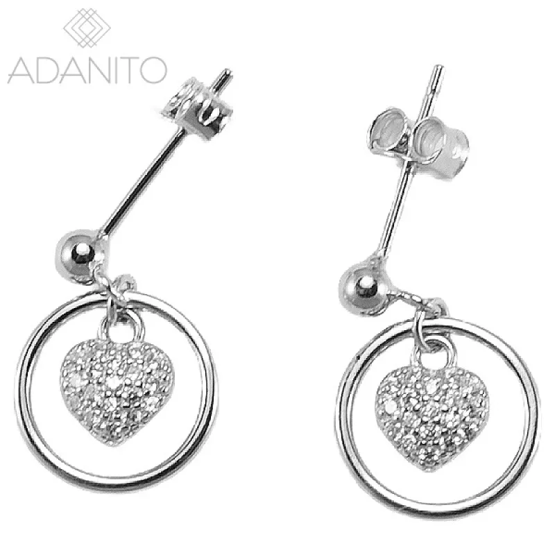 Strieborné náušnice srdiečka v krúžku BENETO AGUP3661