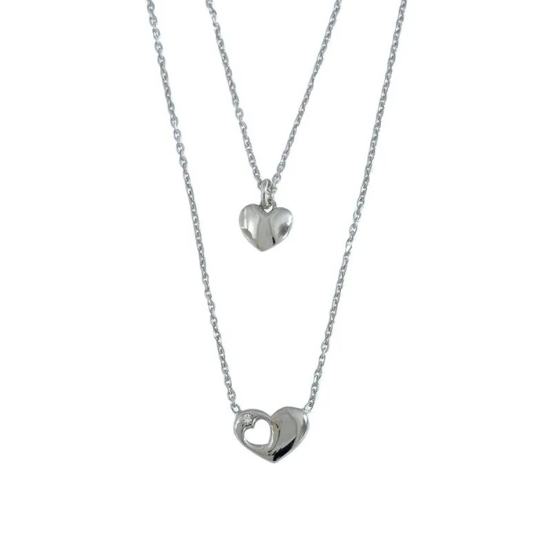 Strieborný náhrdelník kaskáda srdca dĺžka náhrdelníka 40+3cm