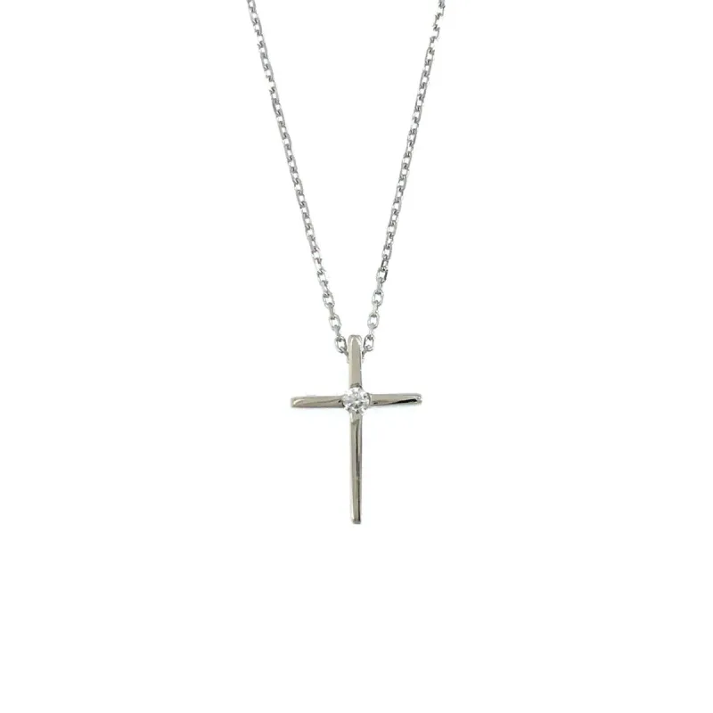 Zlatý náhrdelník krížik so zirkónom Au 585/1000 hmotnosť 1,26g