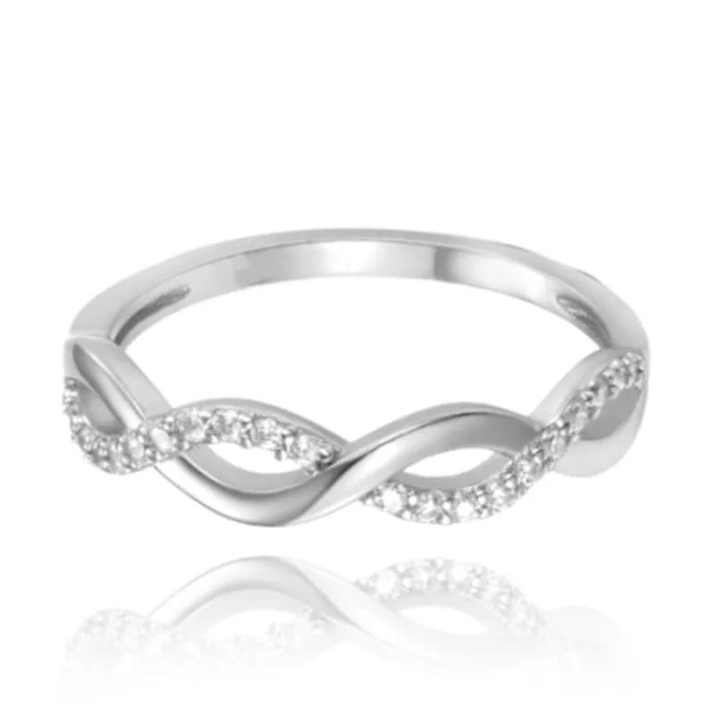 Strieborný prsteň s bielym zirkónom MINET JMAN0510SR, 61