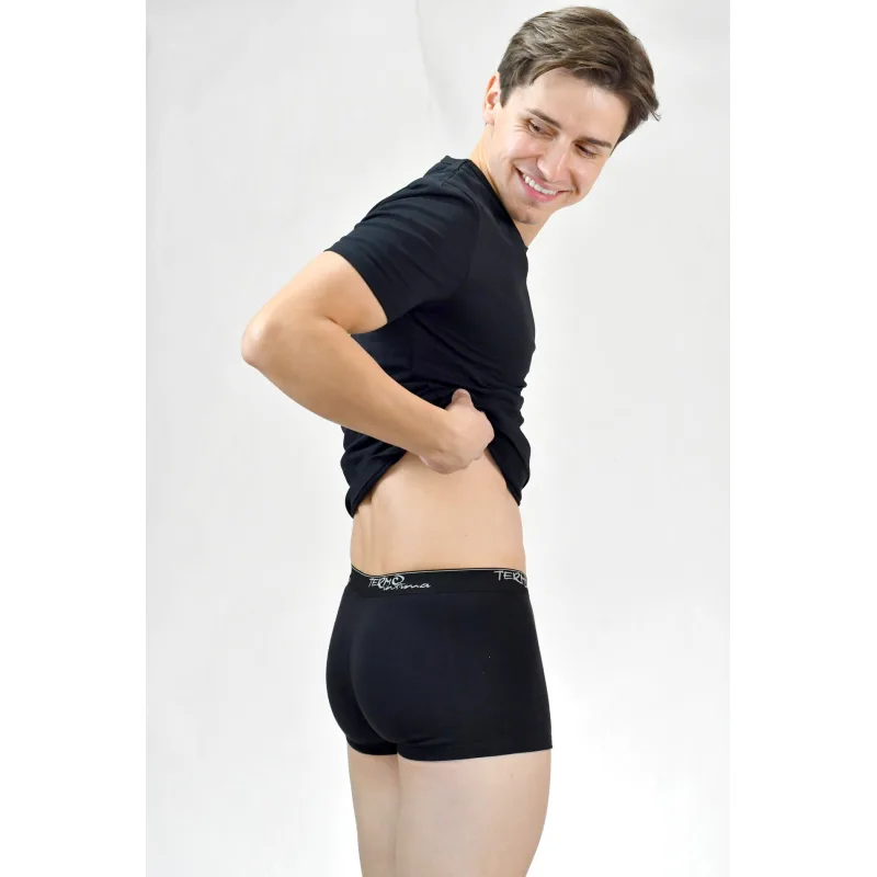 Boxerky funkčné pánske TERMO intima s bavlnou - čierna sýta, XL