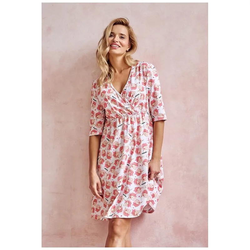 Dojčiaca a tehotenská nočná košeľa Annabel ružová s jednorožcami XL