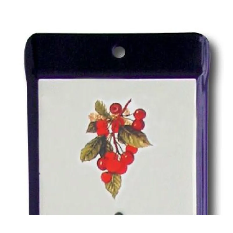 Venkovní teploměr smaltovaný, Modrobílý 500 x 95 mm, Motiv Třešně