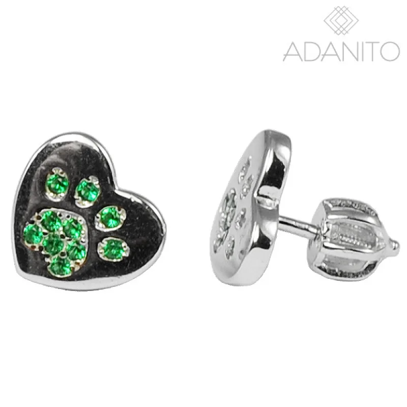 Strieborné náušnice labky v srdiečku ADANITO SLES1858
