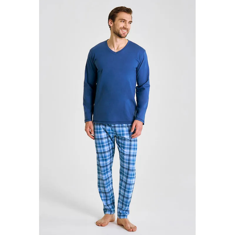 Bavlnené pánske pyžamo Mark modré 3XL
