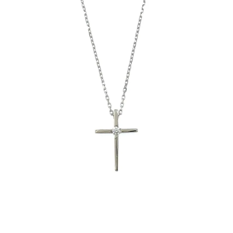 Zlatý náhrdelník krížik so zirkónom Au 585/1000 hmotnosť 1,29g