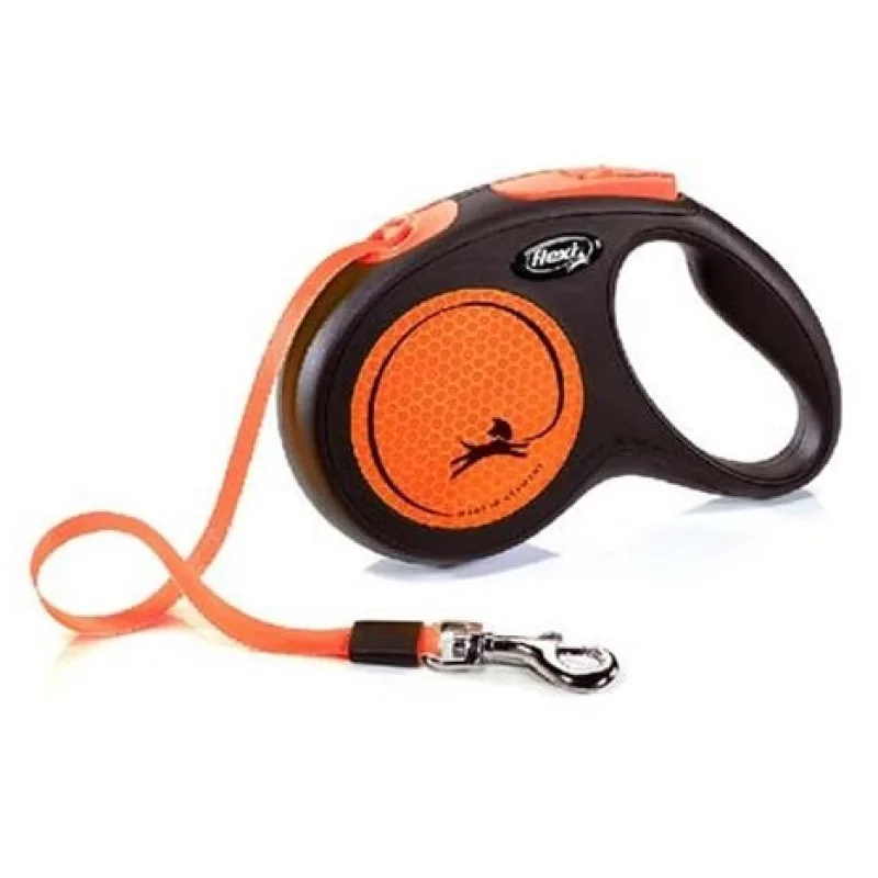 Vodítko Flexi New Neon M páska 5 m (do 25 kg) oranžová