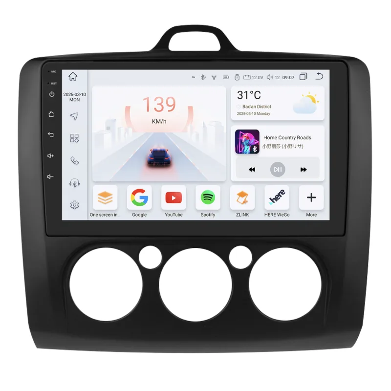 HIZPO KXFDFCS91/92 Autorádio 9" Android 13 pro Ford Focus 2 Barva: Černá, Ovládání klimatizace: Manuální klimatizace, Výkonnostní varianta: S9008 (8+1