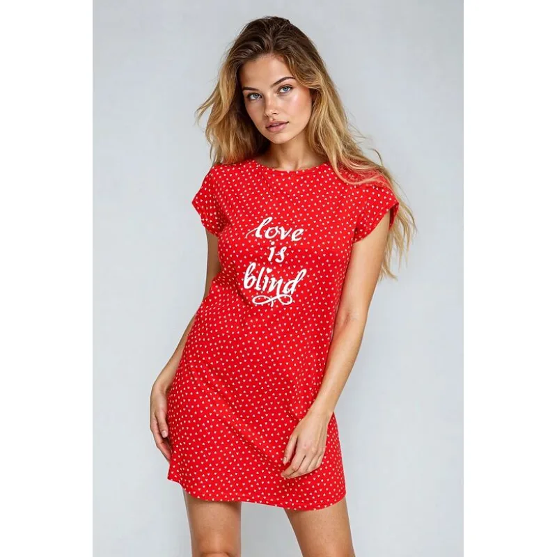 Dámska nočná košieľka Love is blind červená M