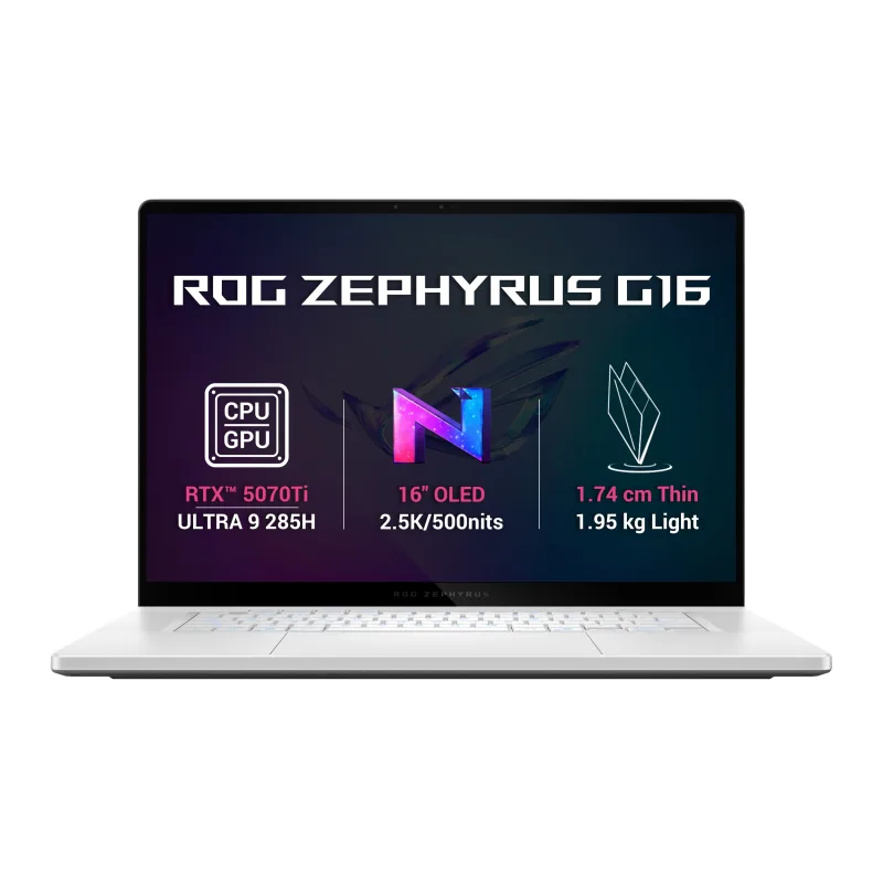 ASUS ROG Zephyrus G16/GU605CR-NEBULA169X/U9-285H/16"/2560x1600/32GB/2TB/RTX 5070Ti/W11P/White/2R GU605CR-NEBULA169X