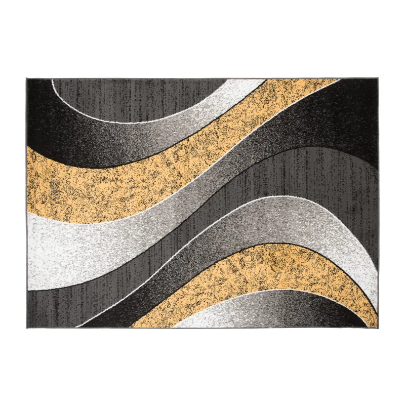 Chemex Moderný koberec Tap - vlnky 5 - žltý/sivý Rozmer koberca: 120x170 cm