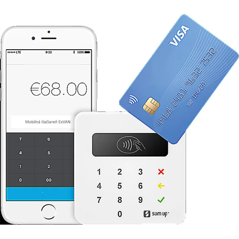 SumUp Air platobný terminál pre platbu kartou aj cez VRP - Virtuálna Registračná Pokladnica