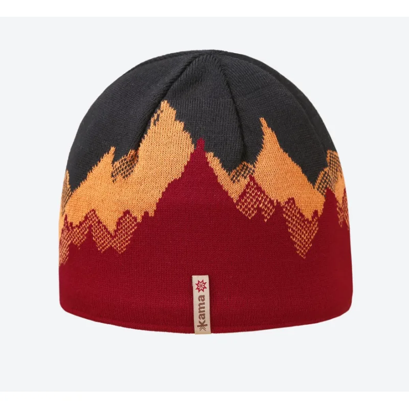 Pletená Merino čepice Kamakadze K64 124 tmavě červená