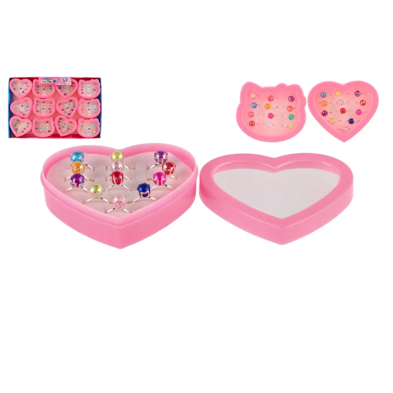 Teddies Prstienok/Prstienky s perlou kov/plast 12ks nastaviteľná veľkosť