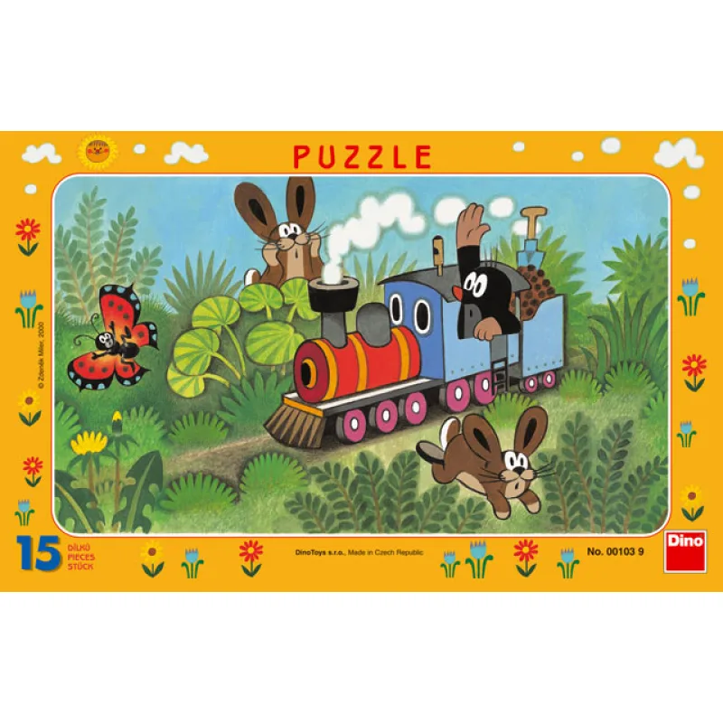 Dino Detské puzzle Dino Krtko a lokomotíva 15D