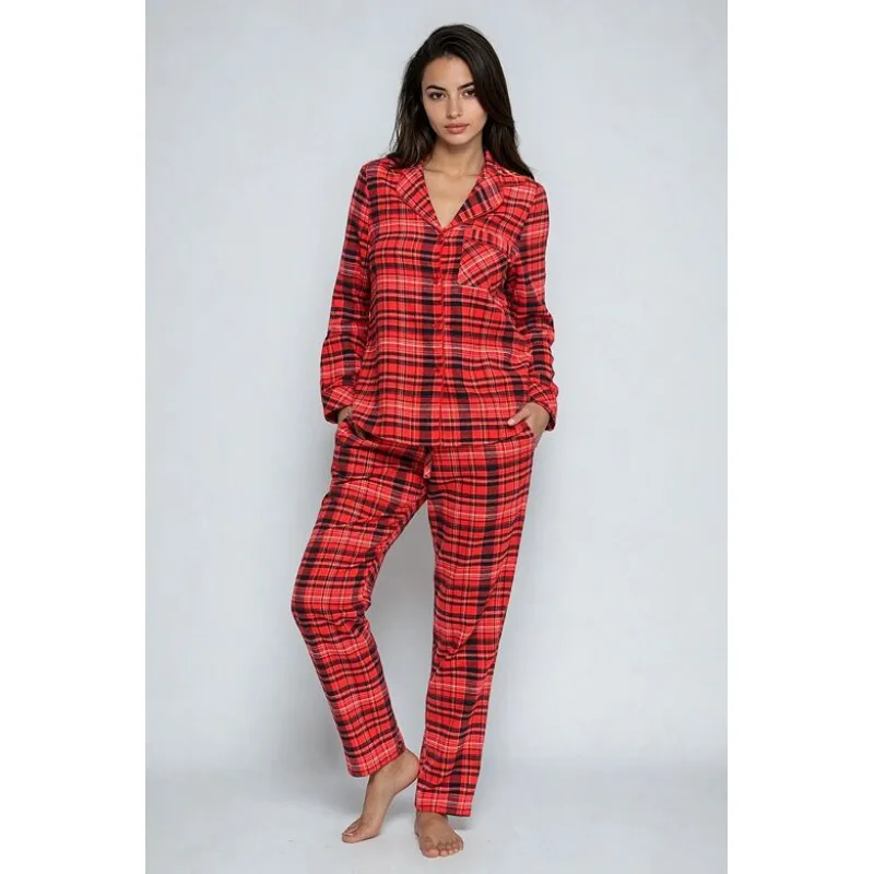 Dámske pyžamo Carola II červené káro 3XL