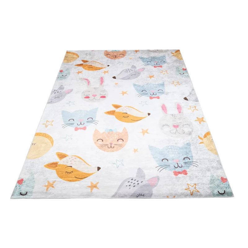 Chemex Detský koberec Emma Kids - lišky a mačičky - sivý Rozmer koberca: 80x150 cm