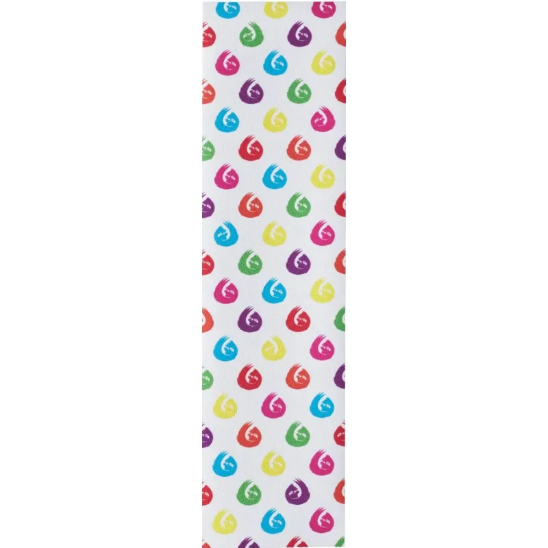 Griptape Hella Grip Sloth Dot Rainbow Sloths On White