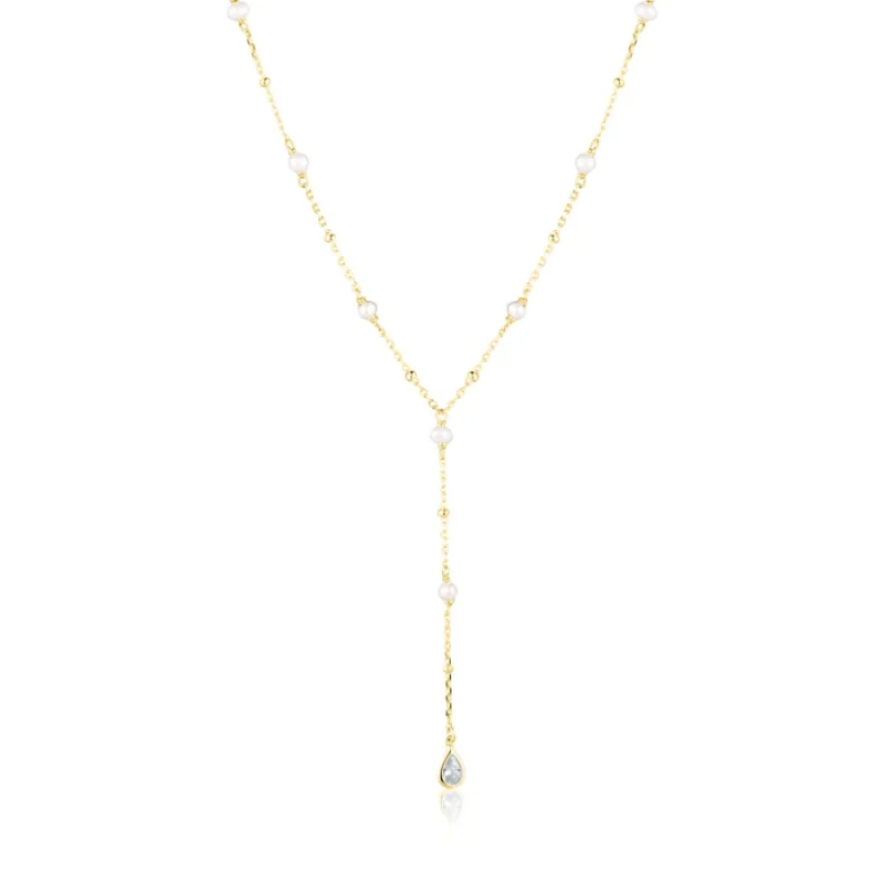 Pozlátený strieborný perličkový náhrdelník JVD SVLN0522XK4GP45