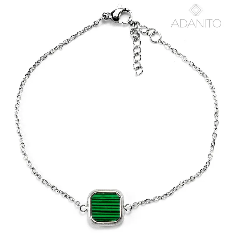 Náramok z chirurgickej ocele so zeleným kameňom MEUCCI DS444B