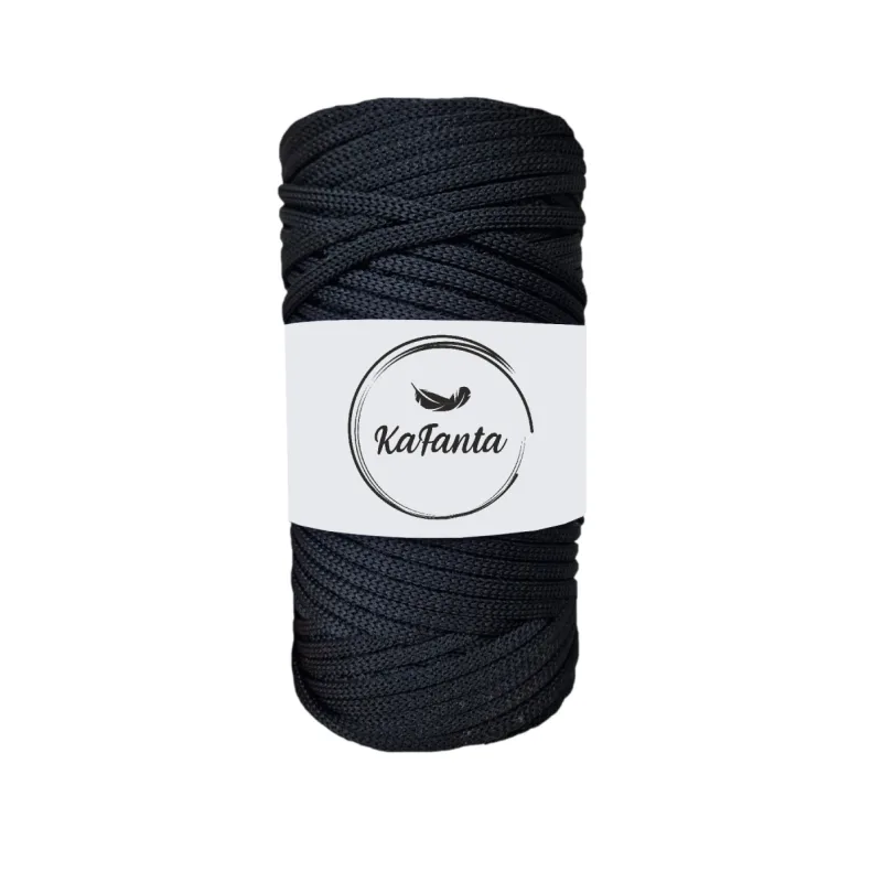 Polyesterová priadza plochá 3mm/100m čierna