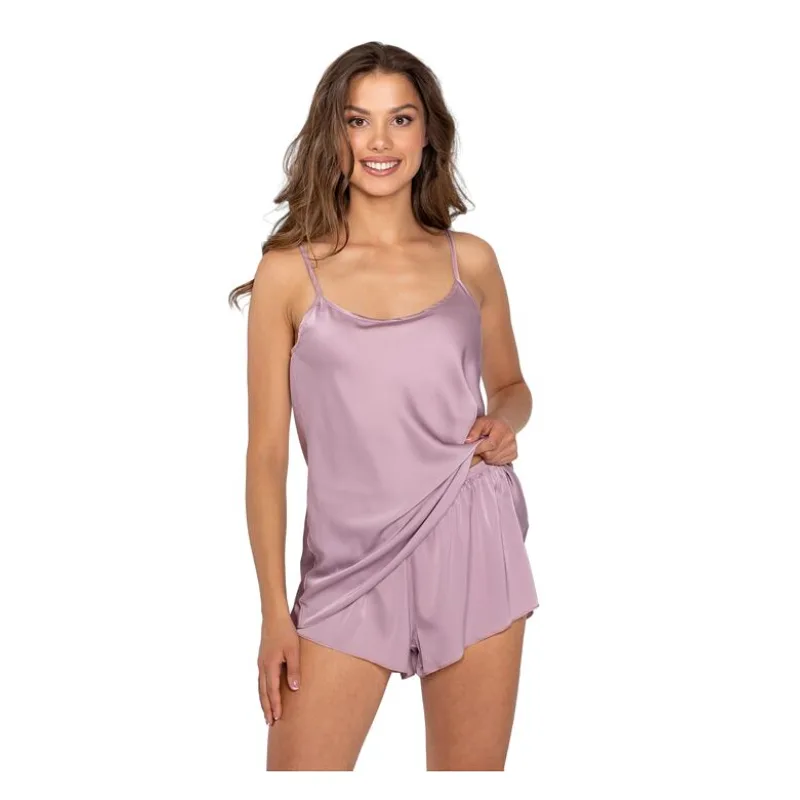 Krátke saténové pyžamo Heather lila M