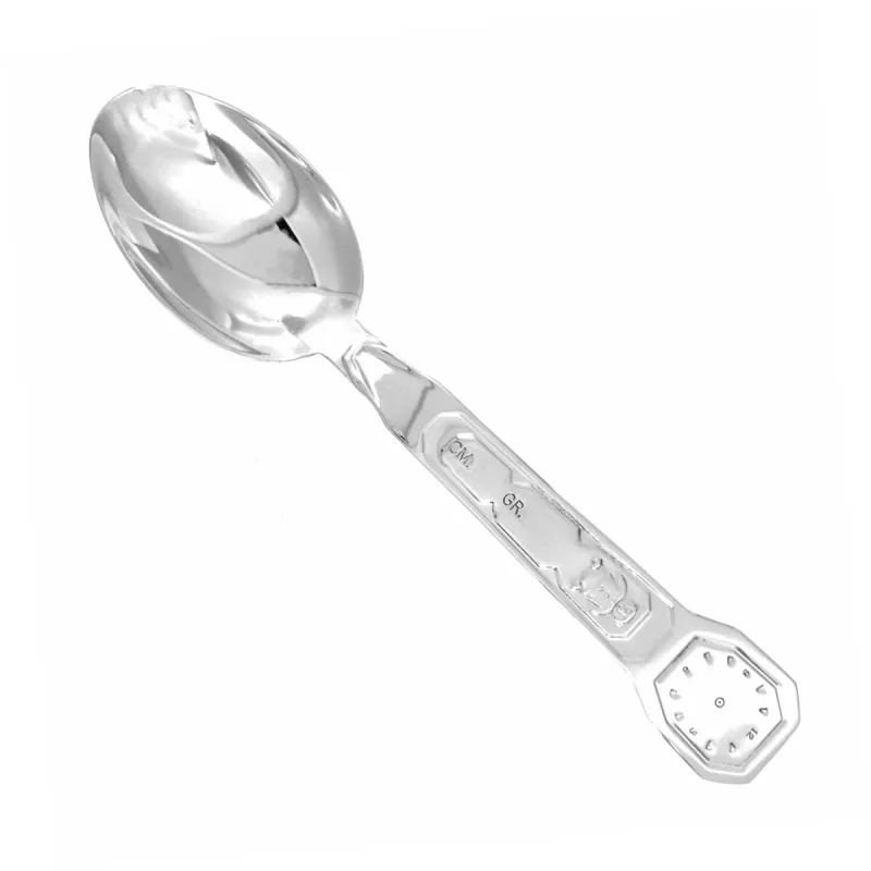 Strieborná detská lyžička s medvedíkom