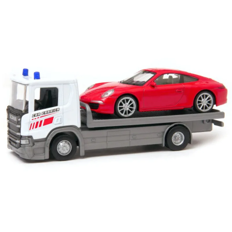 Welly Scania P320 (white) a Porsche 911 (red) 1:57/43