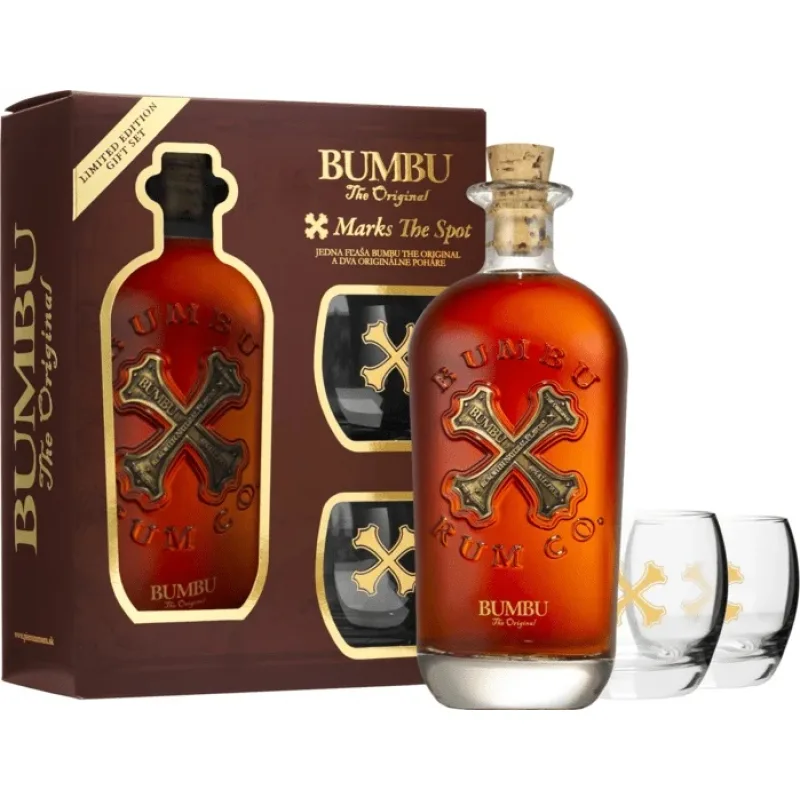 Bumbu Rum s 2 pohármi 40% 0,7l