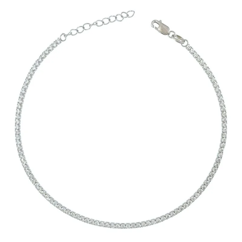 Strieborná zirkónová retiazka na nohu