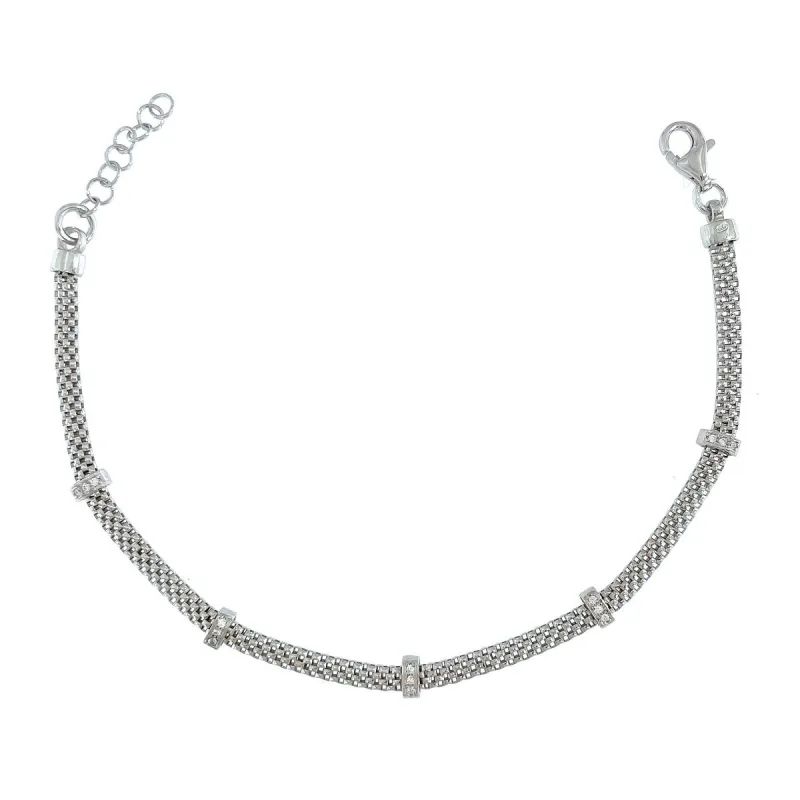 Strieborný náramok tulipano s ozdobami dĺžka náramku 17+2cm