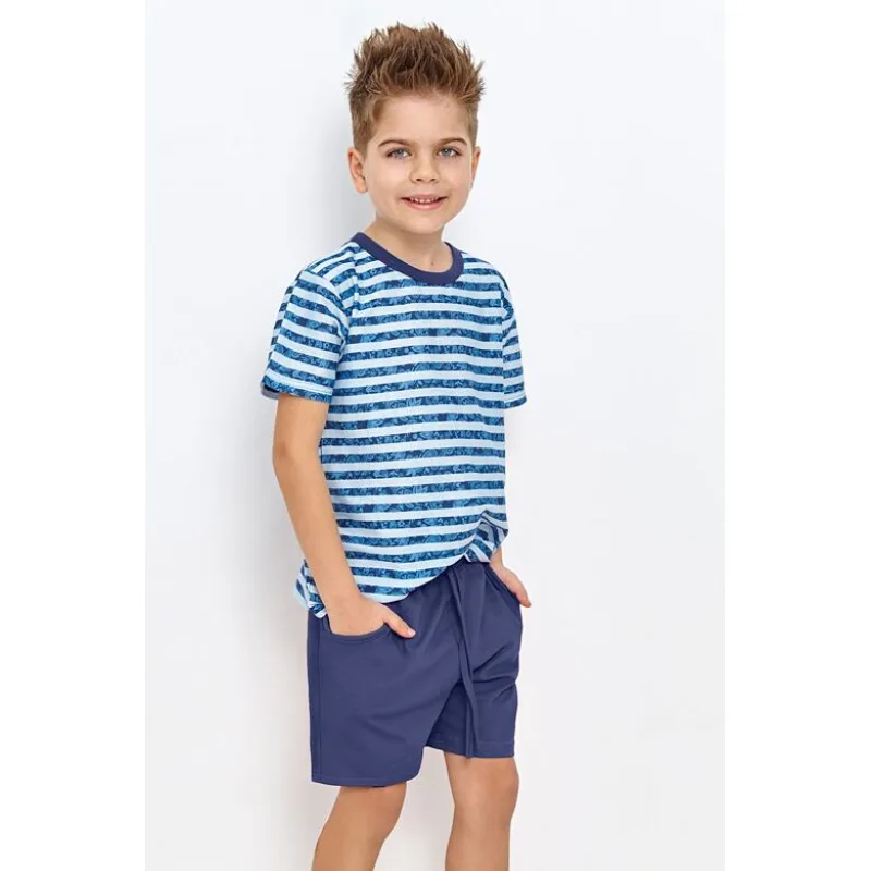 Chlapčenské pyžamo Noah modré s pruhmi 128