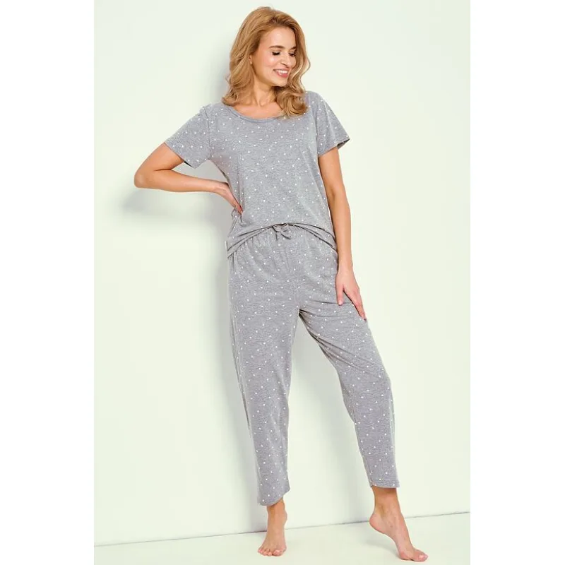 Dámske pyžamo Meg sivé s bodkami S