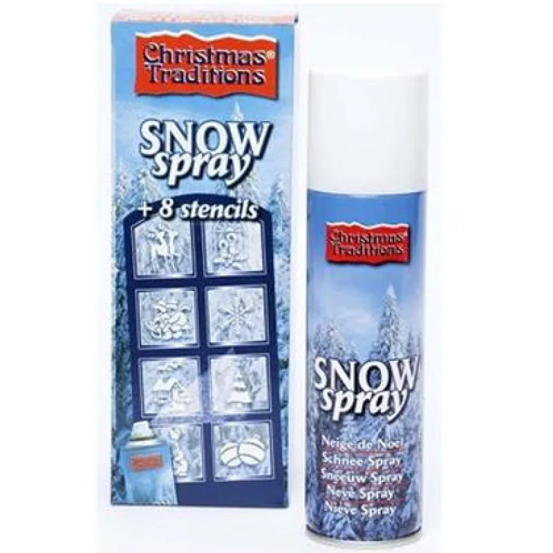 Z GOOD MARK CHRISTMAS TRADITIONS Vianočný dekoratívny sneh v spreji 150ml + 8 šablón - biely