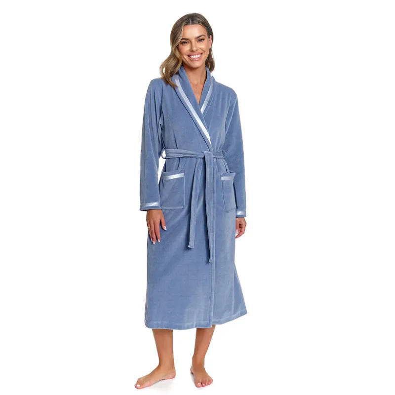 Velúrový dámsky župan Sofie modrý L