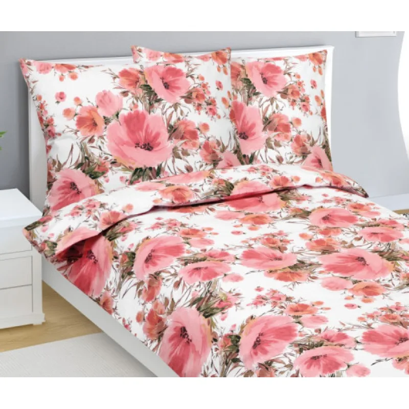 Bellatex Povlečení bavlna, Růžový Ibišek - 140x200, 70x90cm