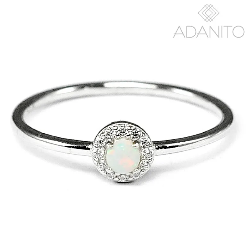Strieborný opálový prsteň so zirkónmi ADANITO BTR454, 59