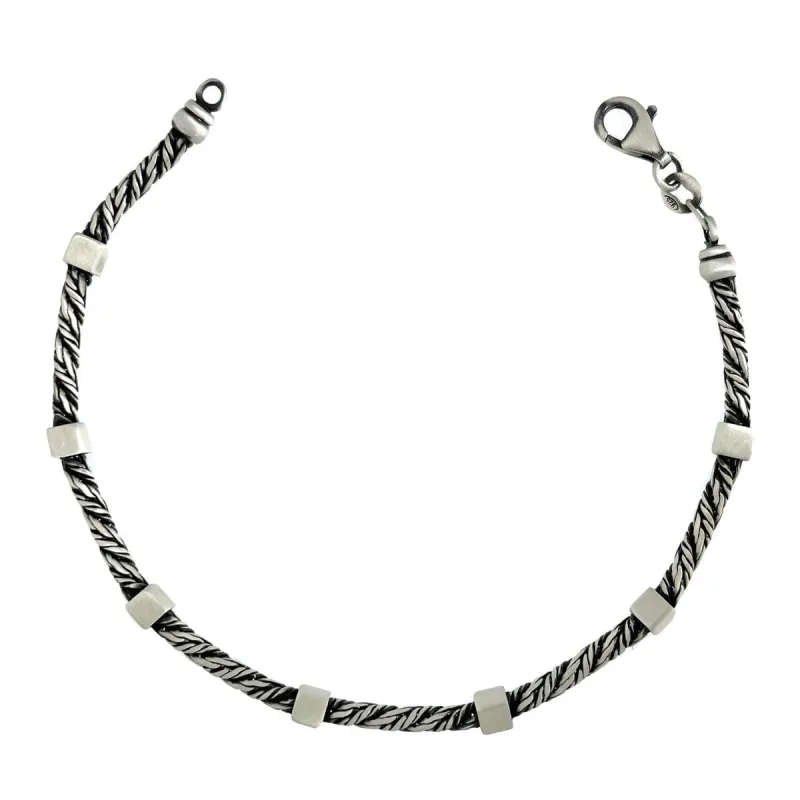 Strieborný pánsky náramok s kockami dĺžka náramku 21cm