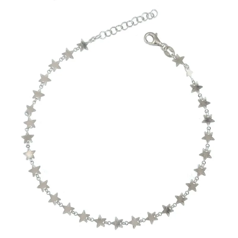 Strieborná retiazka na nohu hviezdy