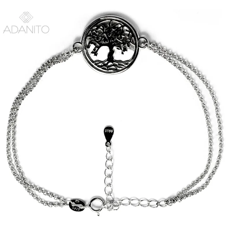 Strieborný náramok strom života s perleťou BENETO AGB667